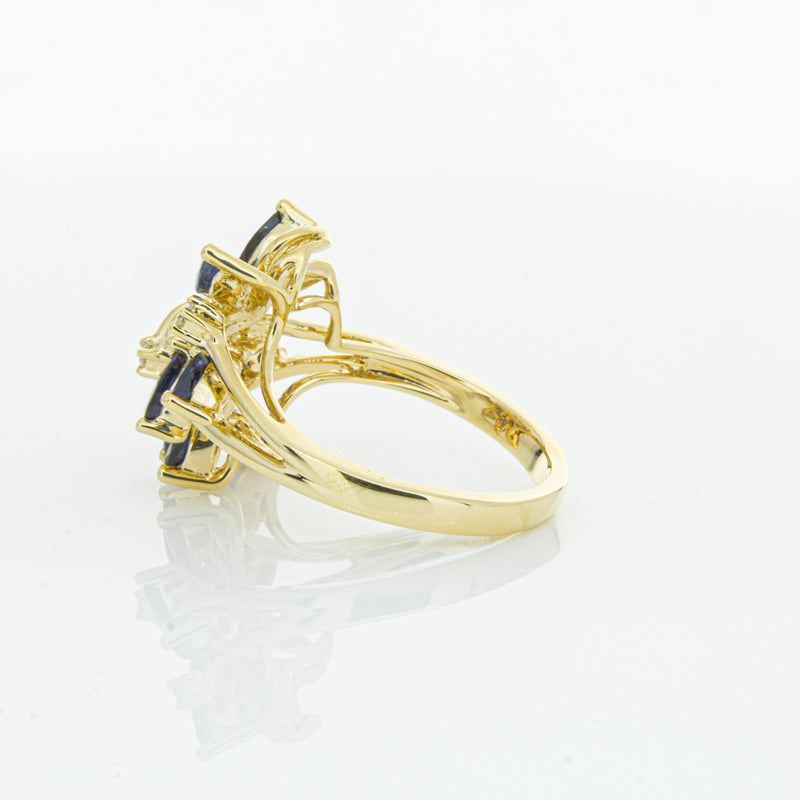 18ct Yellow Gold Sapphire & Diamond Ring-Ring-Walker & Hall