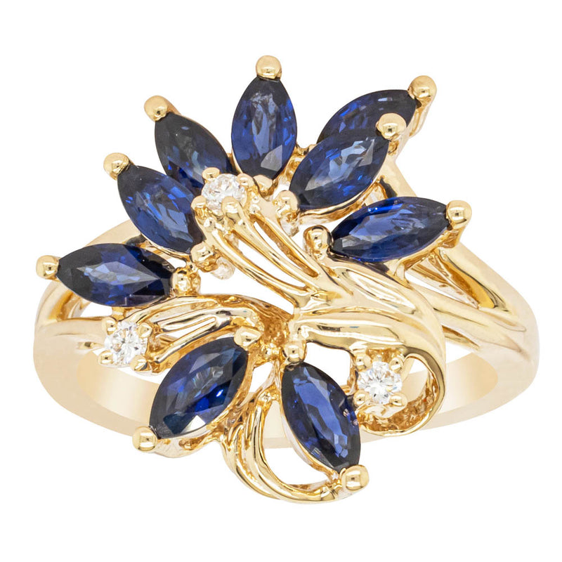 18ct Yellow Gold Sapphire & Diamond Ring-Ring-Walker & Hall