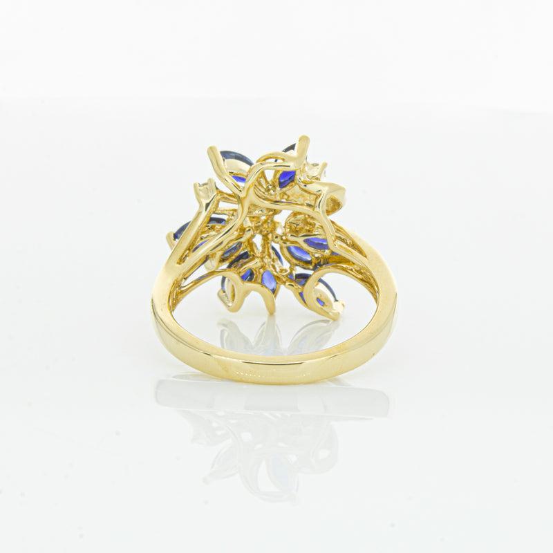 18ct Yellow Gold Sapphire & Diamond Ring-Ring-Walker & Hall