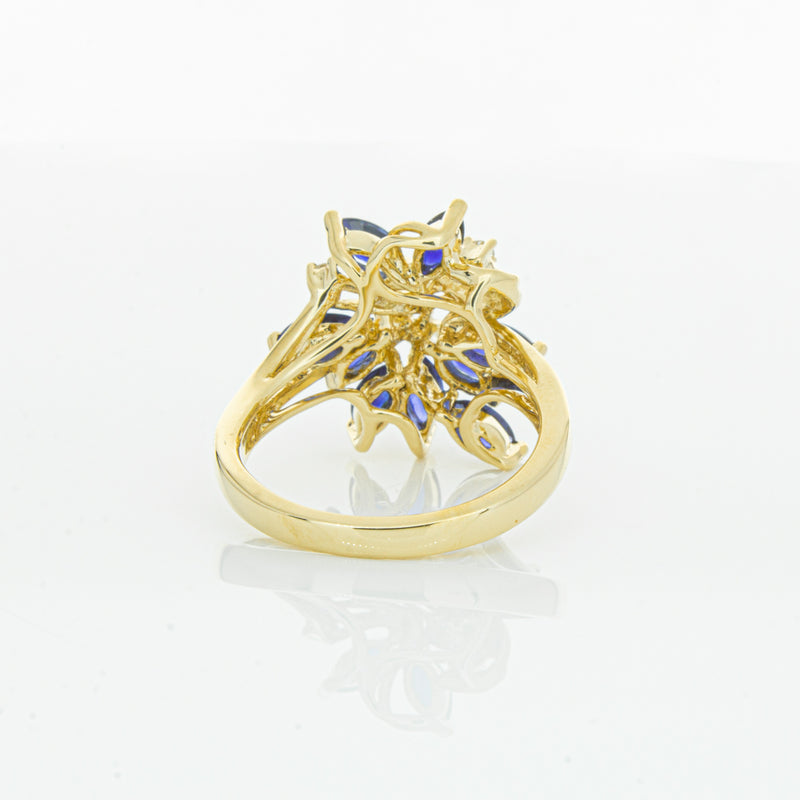18ct Yellow Gold Sapphire & Diamond Ring-Ring-Walker & Hall