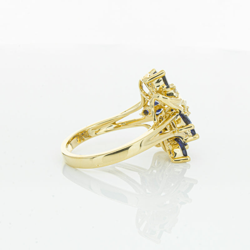 18ct Yellow Gold Sapphire & Diamond Ring-Ring-Walker & Hall