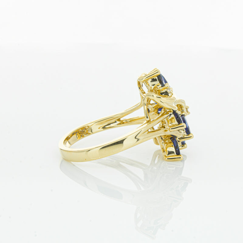 18ct Yellow Gold Sapphire & Diamond Ring-Ring-Walker & Hall