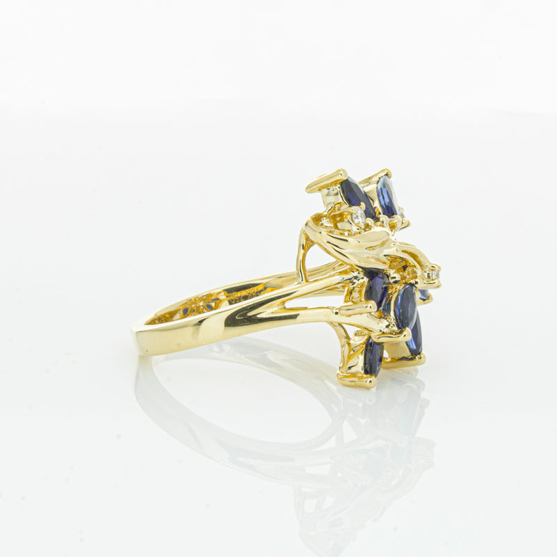 18ct Yellow Gold Sapphire & Diamond Ring-Ring-Walker & Hall