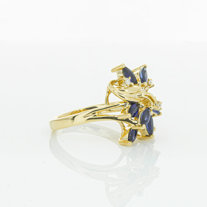 18ct Yellow Gold Sapphire & Diamond Ring-Ring-Walker & Hall