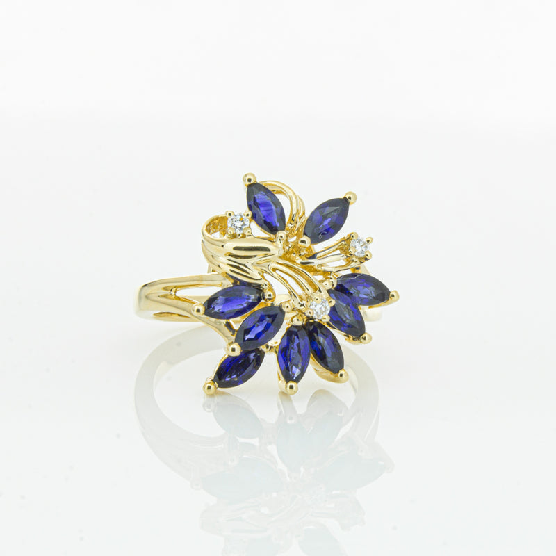 18ct Yellow Gold Sapphire & Diamond Ring-Ring-Walker & Hall