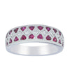 18ct White Gold Ruby & Diamond Honour Band-Ring-Walker & Hall