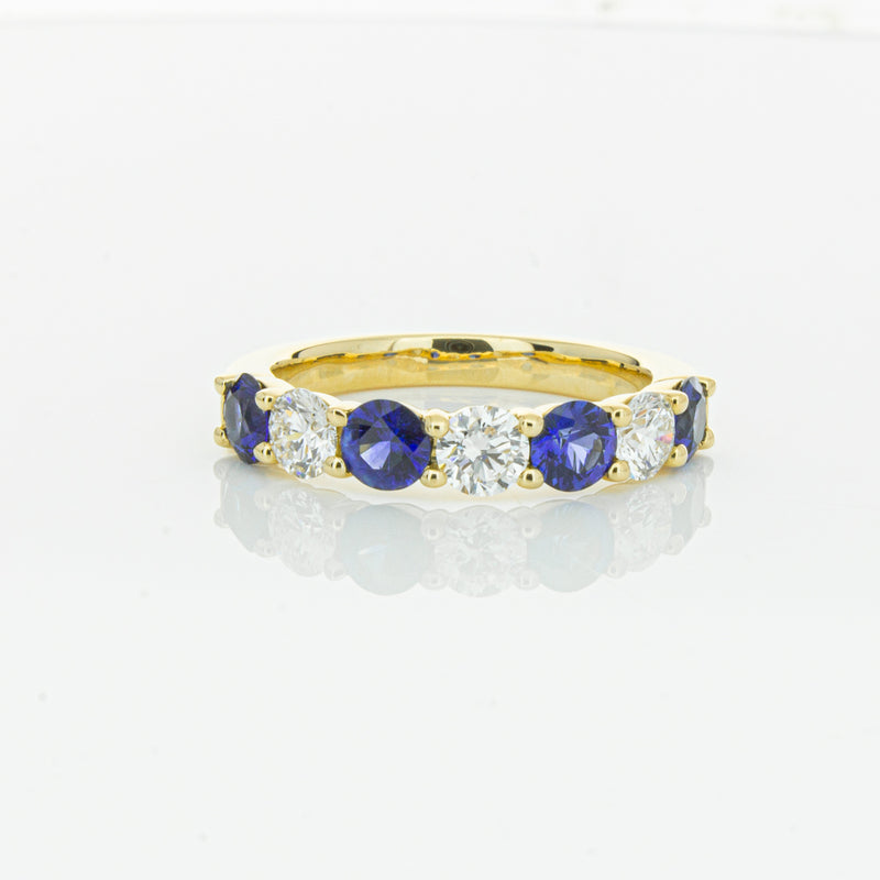 18ct Yellow Gold 1.19ct Sapphire & Diamond Panorama Ring-Ring-Walker & Hall