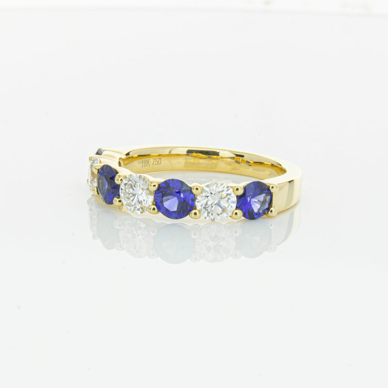 18ct Yellow Gold 1.19ct Sapphire & Diamond Panorama Ring-Ring-Walker & Hall