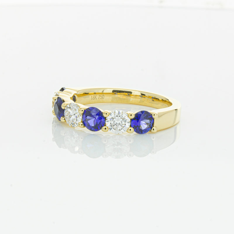 18ct Yellow Gold 1.19ct Sapphire & Diamond Panorama Ring-Ring-Walker & Hall