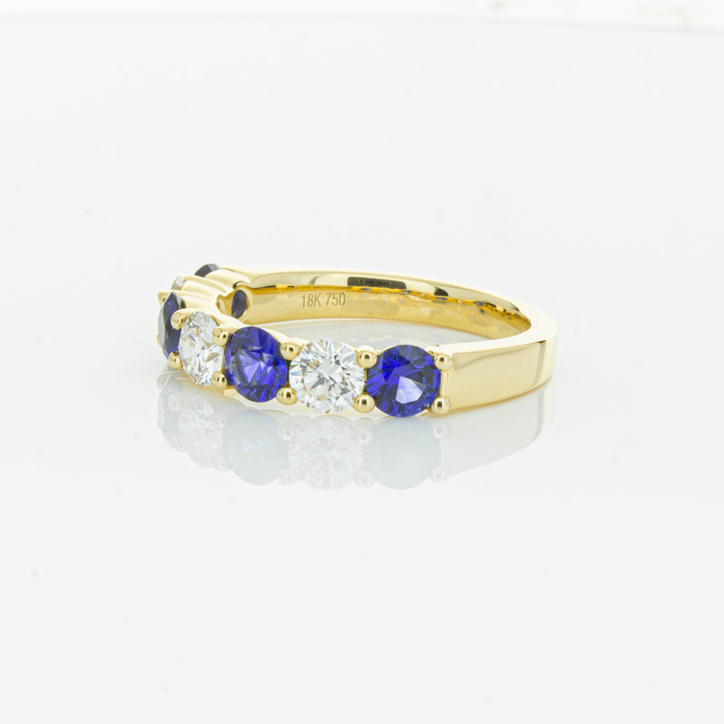 18ct Yellow Gold 1.19ct Sapphire & Diamond Panorama Ring-Ring-Walker & Hall