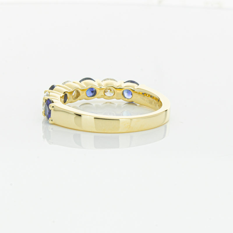 18ct Yellow Gold 1.19ct Sapphire & Diamond Panorama Ring-Ring-Walker & Hall