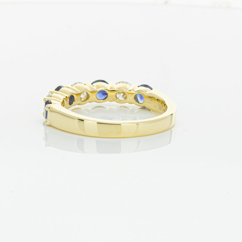 18ct Yellow Gold 1.19ct Sapphire & Diamond Panorama Ring-Ring-Walker & Hall