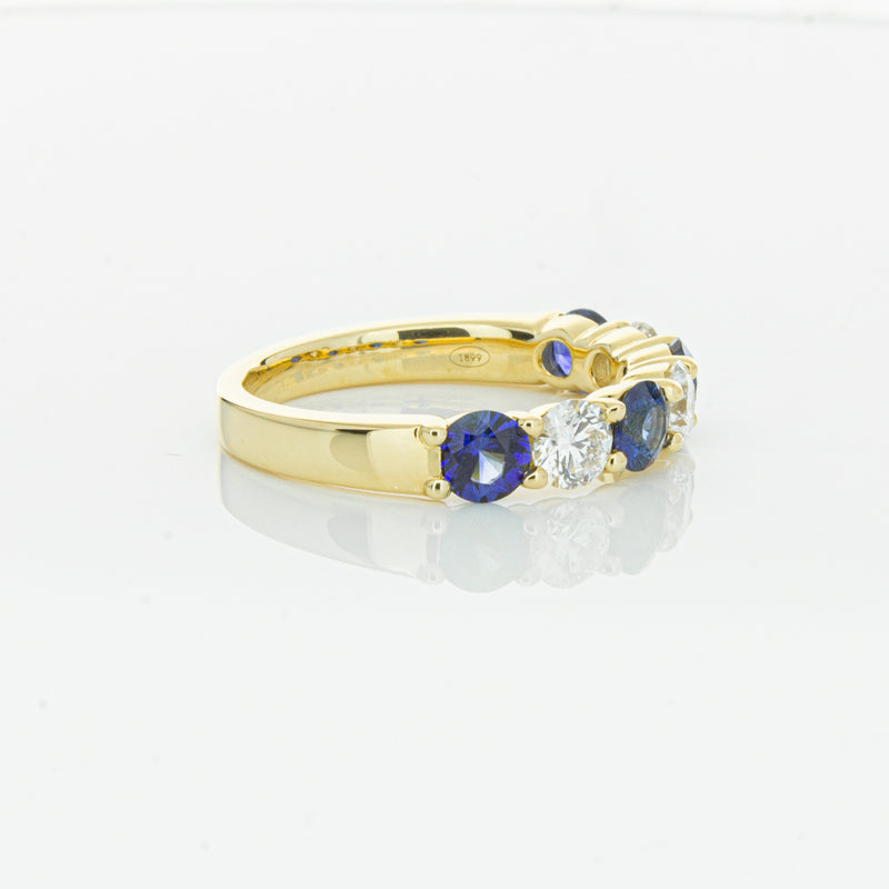 18ct Yellow Gold 1.19ct Sapphire & Diamond Panorama Ring-Ring-Walker & Hall
