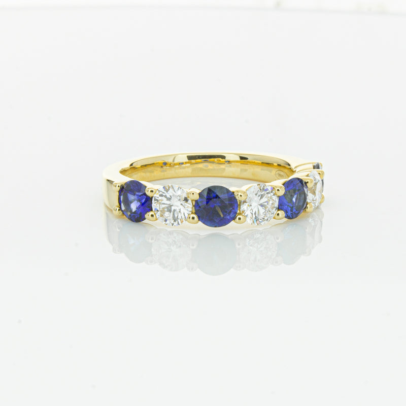 18ct Yellow Gold 1.19ct Sapphire & Diamond Panorama Ring-Ring-Walker & Hall