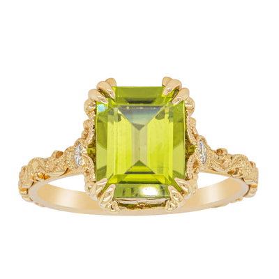 18ct Yellow Gold Peridot & Diamond Romanov Ring-Ring-Walker & Hall