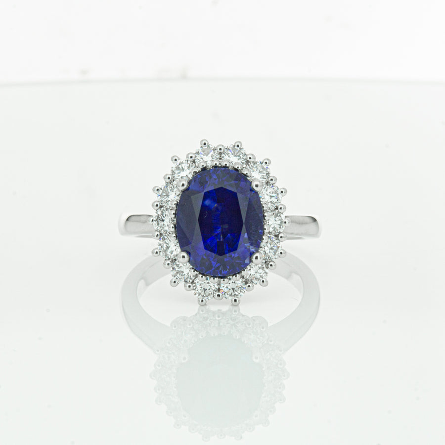 18ct White Gold Sapphire & Diamond Ring-Ring-Walker & Hall