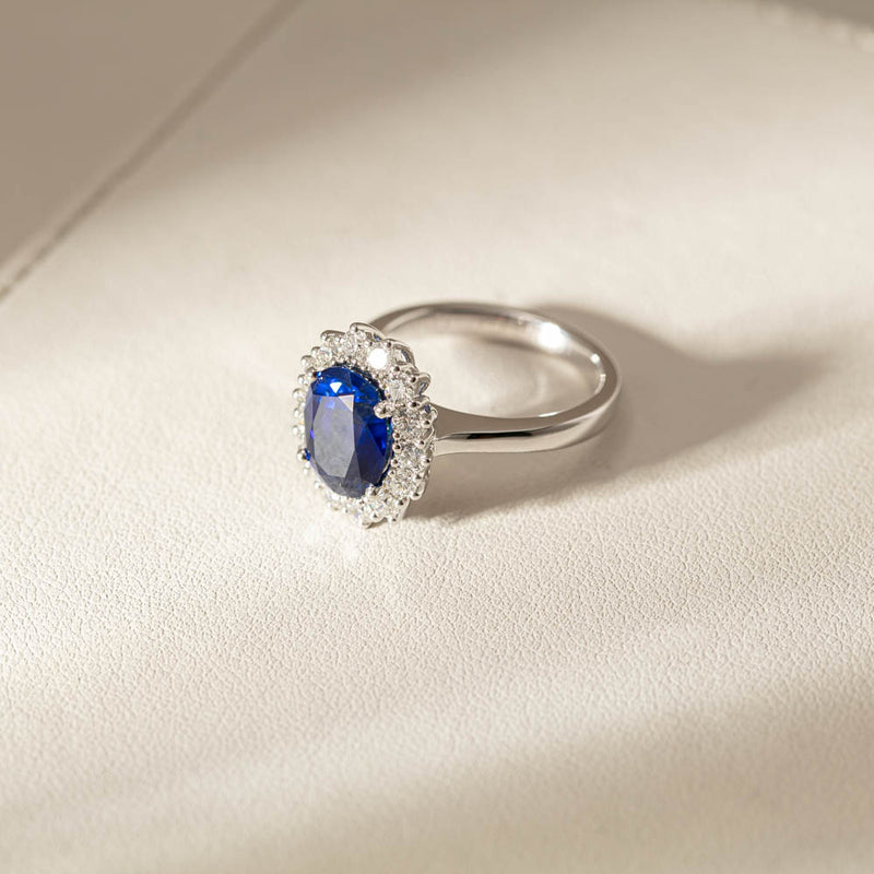 18ct White Gold Sapphire & Diamond Ring-Ring-Walker & Hall