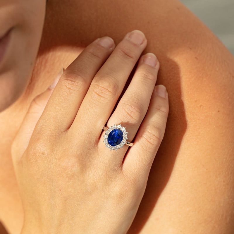 18ct White Gold Sapphire & Diamond Ring-Ring-Walker & Hall