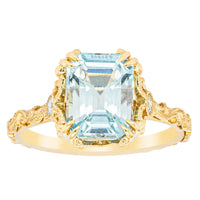 18ct Yellow Gold Aquamarine & Diamond Romanov Ring-Ring-Walker & Hall
