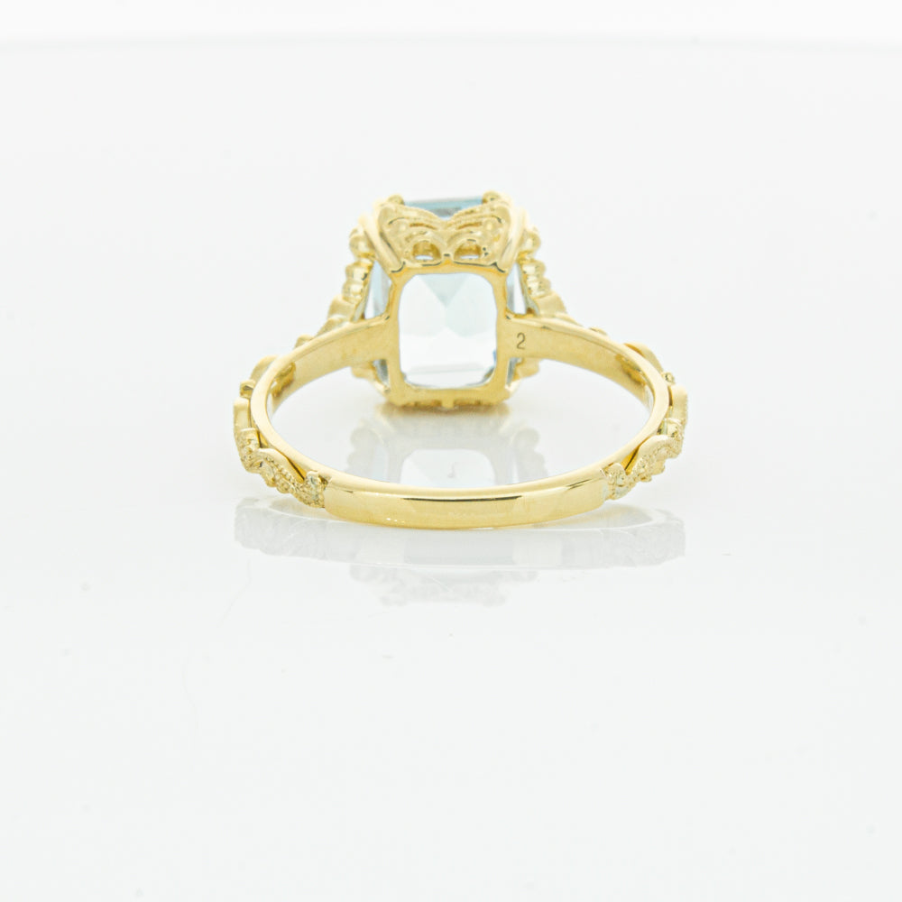 18ct Yellow Gold Aquamarine & Diamond Romanov Ring-Ring-Walker & Hall