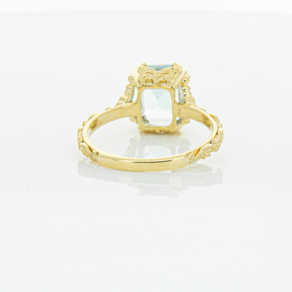 18ct Yellow Gold Aquamarine & Diamond Romanov Ring-Ring-Walker & Hall