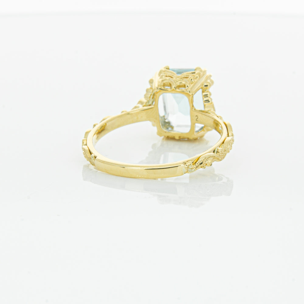 18ct Yellow Gold Aquamarine & Diamond Romanov Ring-Ring-Walker & Hall