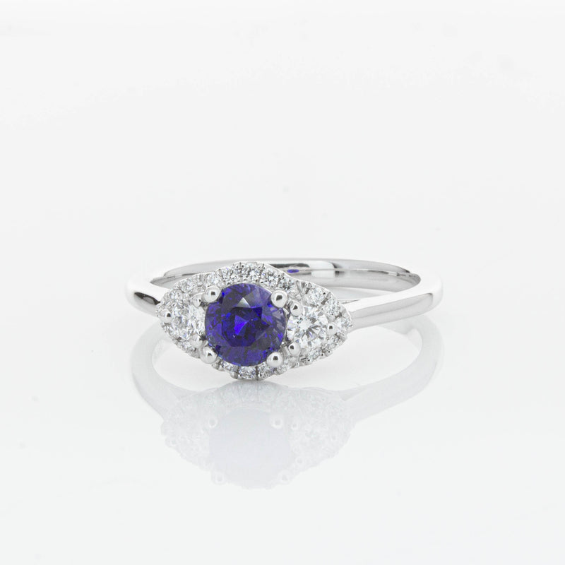 18ct White Gold Sapphire & Diamond Posie Ring-Ring-Walker & Hall
