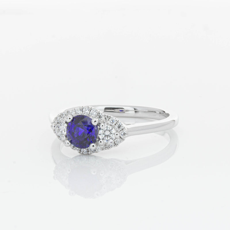 18ct White Gold Sapphire & Diamond Posie Ring-Ring-Walker & Hall
