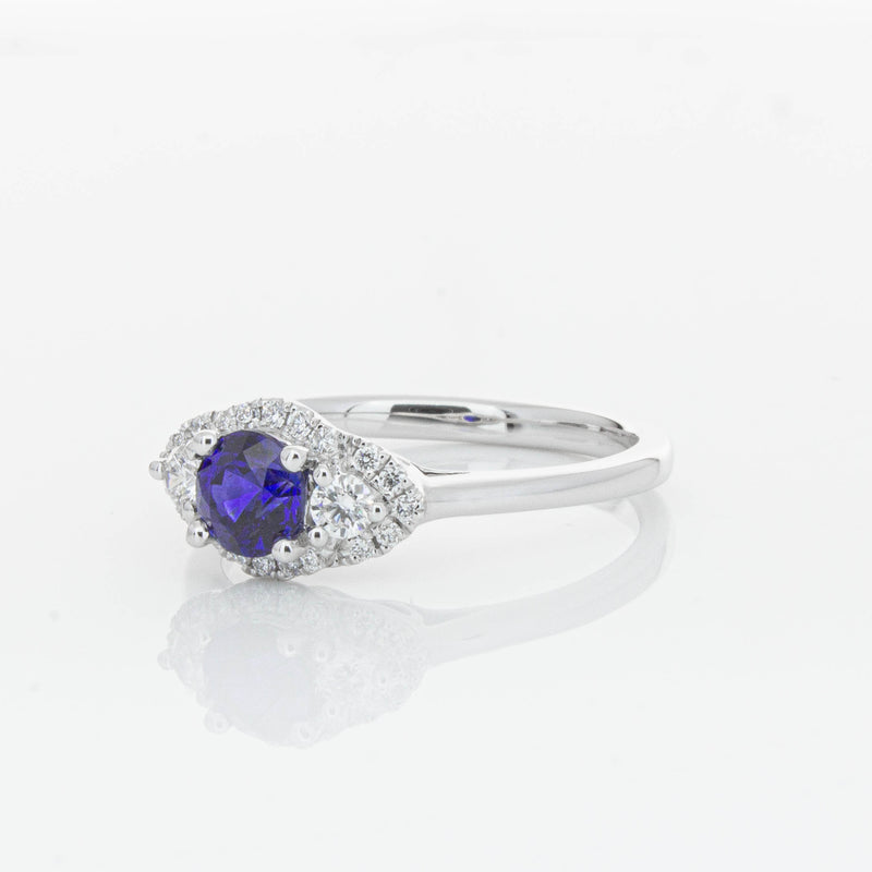 18ct White Gold Sapphire & Diamond Posie Ring-Ring-Walker & Hall