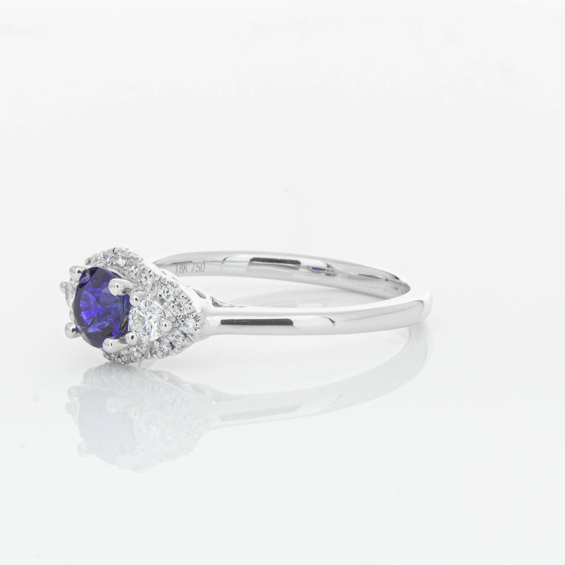18ct White Gold Sapphire & Diamond Posie Ring-Ring-Walker & Hall