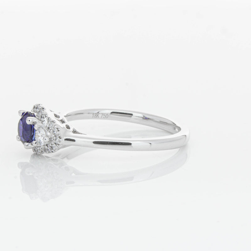 18ct White Gold Sapphire & Diamond Posie Ring-Ring-Walker & Hall