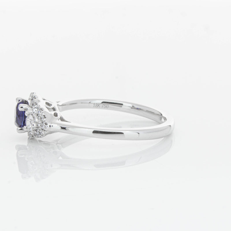 18ct White Gold Sapphire & Diamond Posie Ring-Ring-Walker & Hall
