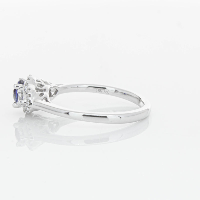 18ct White Gold Sapphire & Diamond Posie Ring-Ring-Walker & Hall