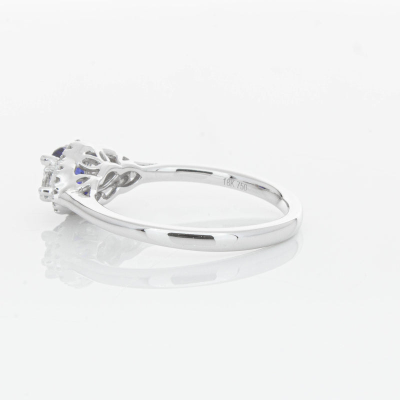 18ct White Gold Sapphire & Diamond Posie Ring-Ring-Walker & Hall