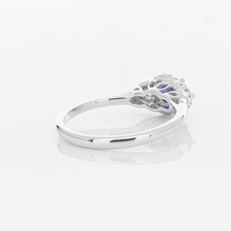18ct White Gold Sapphire & Diamond Posie Ring-Ring-Walker & Hall