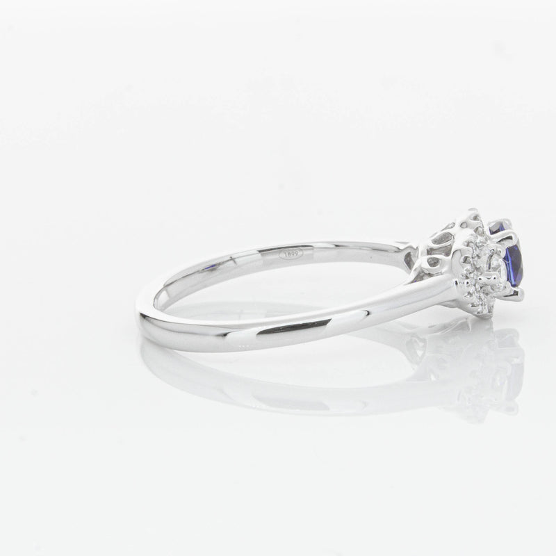 18ct White Gold Sapphire & Diamond Posie Ring-Ring-Walker & Hall