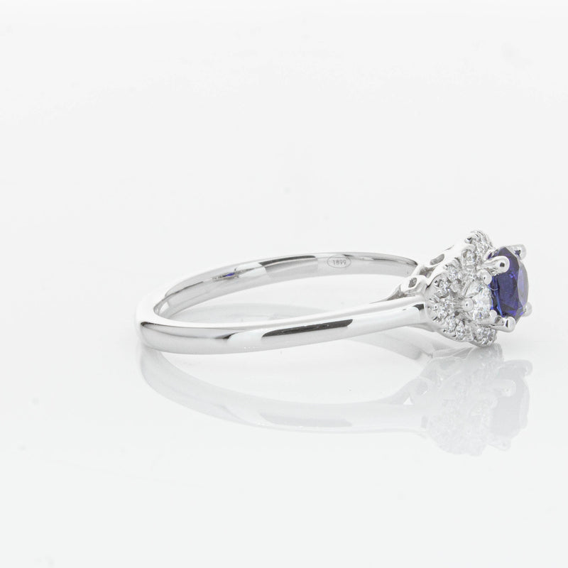 18ct White Gold Sapphire & Diamond Posie Ring-Ring-Walker & Hall