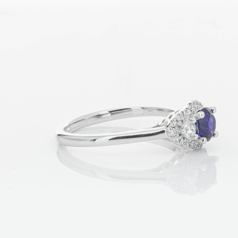 18ct White Gold Sapphire & Diamond Posie Ring-Ring-Walker & Hall
