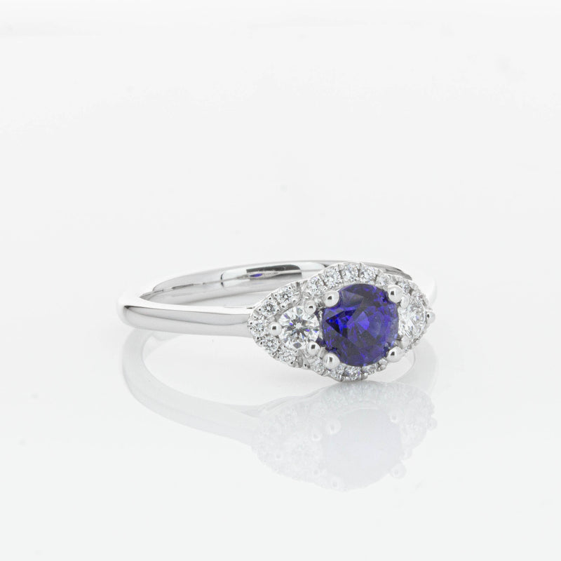 18ct White Gold Sapphire & Diamond Posie Ring-Ring-Walker & Hall