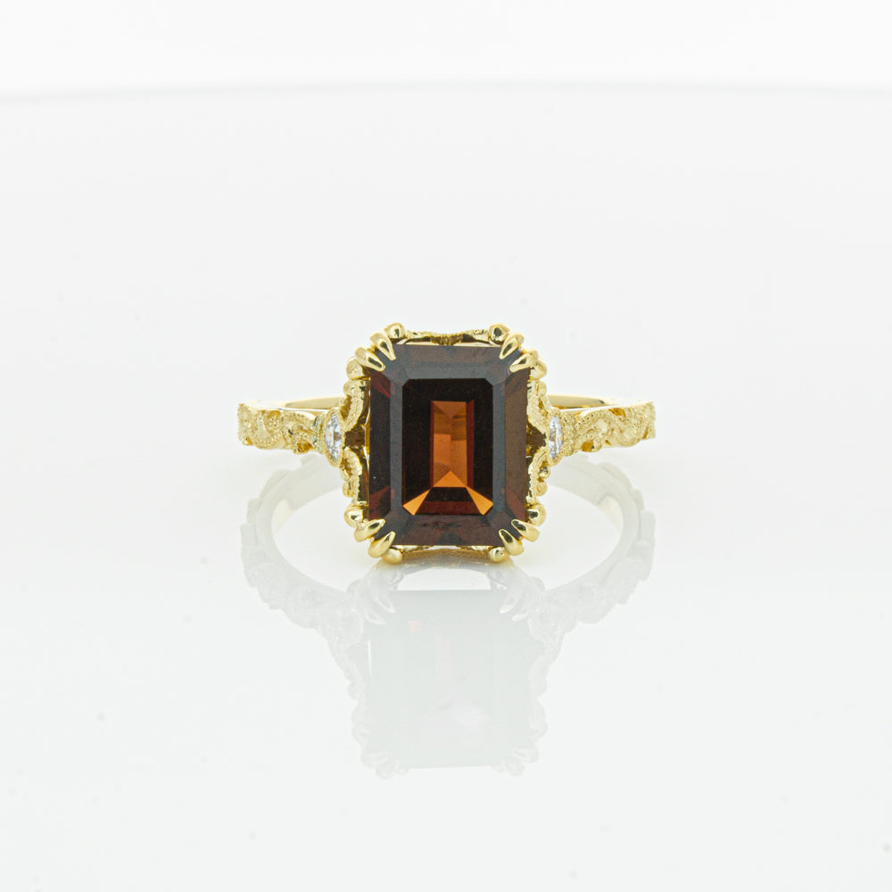 18ct Yellow Gold Garnet & Diamond Romanov Ring-Ring-Walker & Hall