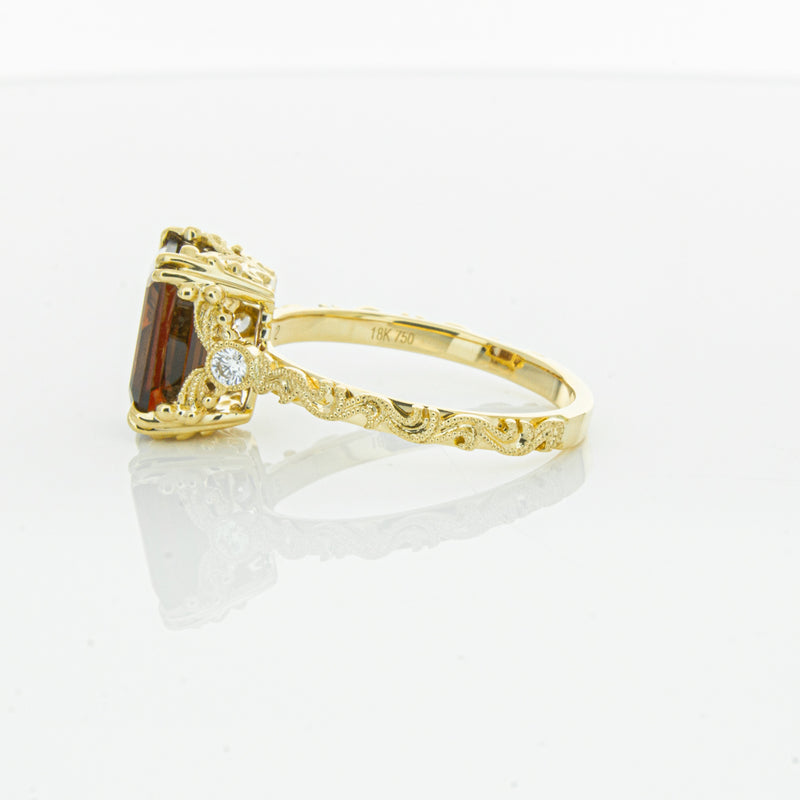 18ct Yellow Gold Garnet & Diamond Romanov Ring-Ring-Walker & Hall