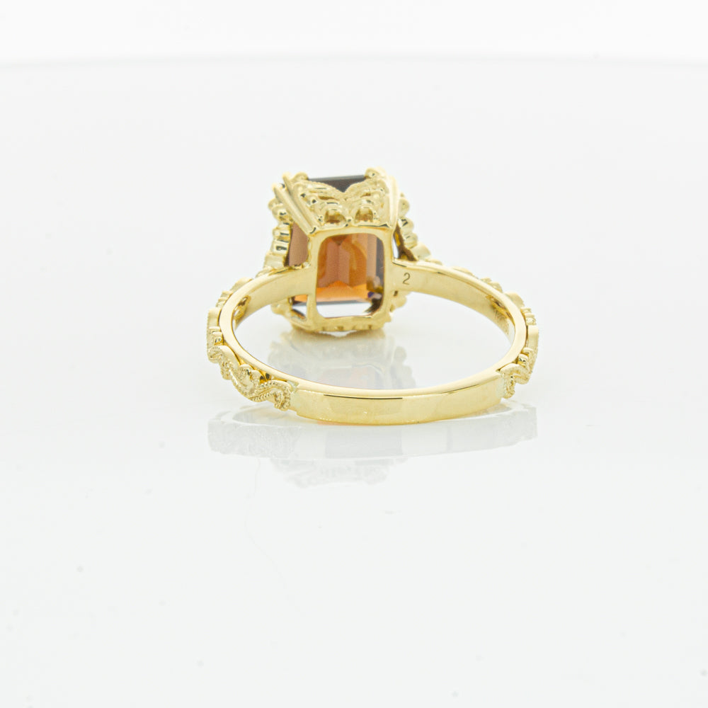 18ct Yellow Gold Garnet & Diamond Romanov Ring-Ring-Walker & Hall