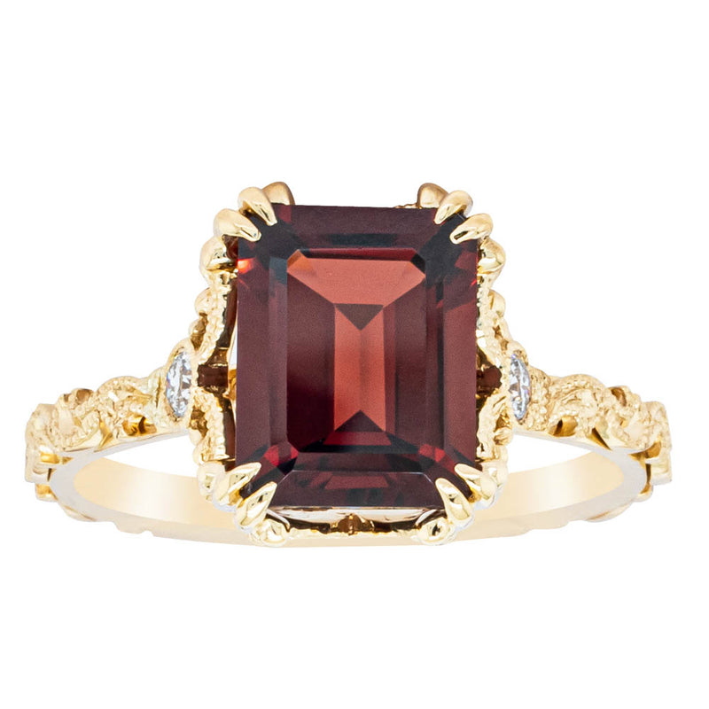 18ct Yellow Gold Garnet & Diamond Romanov Ring-Ring-Walker & Hall