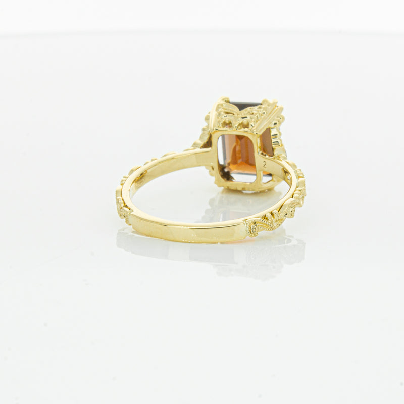 18ct Yellow Gold Garnet & Diamond Romanov Ring-Ring-Walker & Hall