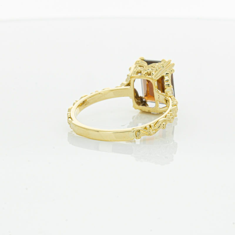 18ct Yellow Gold Garnet & Diamond Romanov Ring-Ring-Walker & Hall