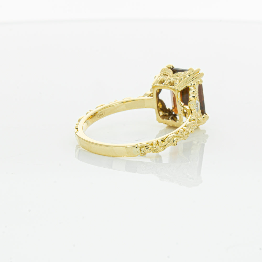 18ct Yellow Gold Garnet & Diamond Romanov Ring-Ring-Walker & Hall