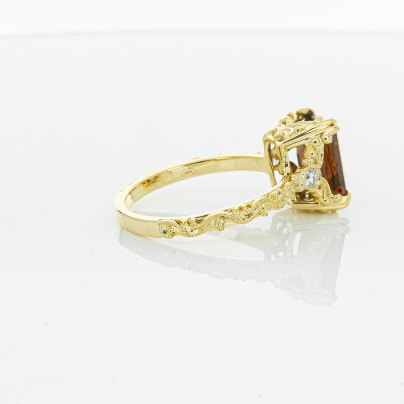 18ct Yellow Gold Garnet & Diamond Romanov Ring-Ring-Walker & Hall