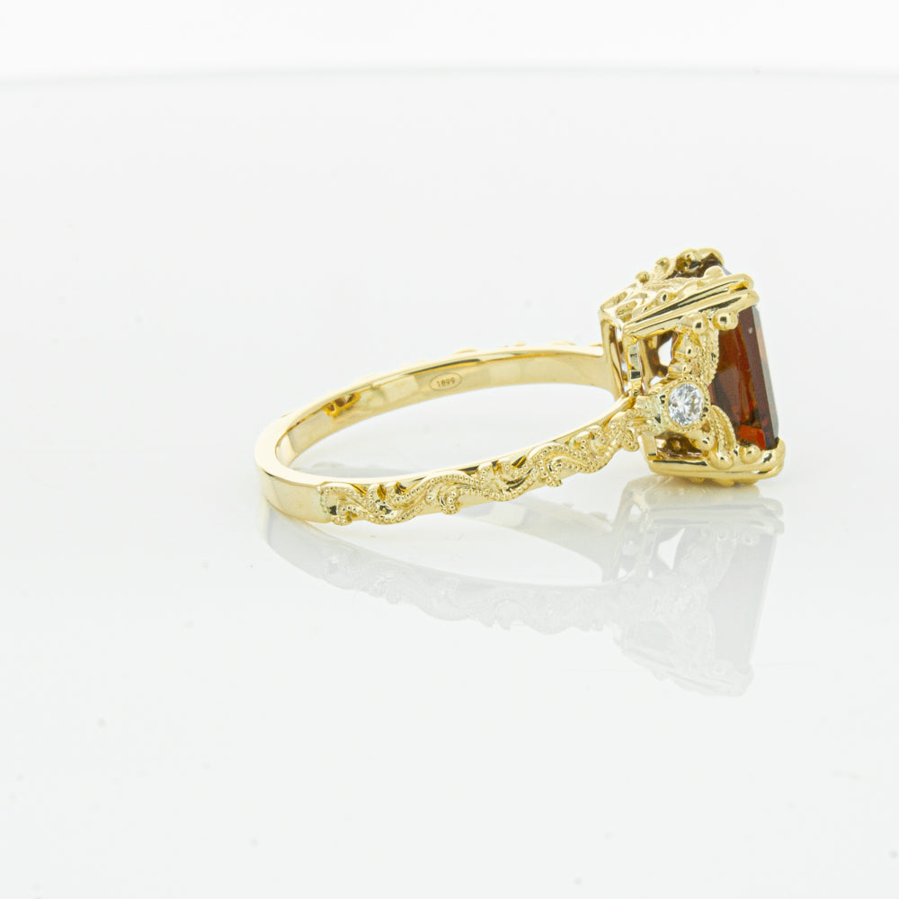 18ct Yellow Gold Garnet & Diamond Romanov Ring-Ring-Walker & Hall