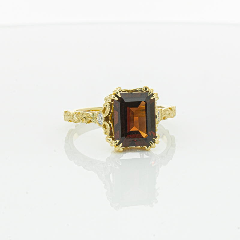 18ct Yellow Gold Garnet & Diamond Romanov Ring-Ring-Walker & Hall