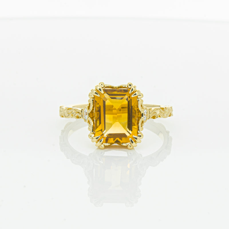18ct Yellow Gold Citrine & Diamond Romanov Ring-Ring-Walker & Hall